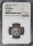 1845 NGC AU Tuscany Paolo Italy State Silver Coin (18061303C)