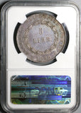 1848 NGC XF 45 Venice 5 Lire Italy State Lion Revolution Provisional Silver 6k Coin (23032801C)