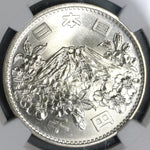 1964 NGC MS 66 JAPAN Silver 1000 Yen Olympic Games Mt Fuji Coin (17022402D)