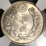 1895 NGC MS 64 Japan Silver 20 Sen Dragon M28 Silver Coin (23031703C)