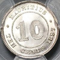 1897 PCGS MS64 Mauritius 10 Cents Victoria Silver Coin (21090401C)