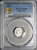 1897 PCGS MS64 Mauritius 10 Cents Victoria Silver Coin (21090401C)
