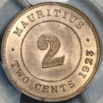 1923 NGC MS64 Mauritius 2 Cents George V RB Coin POP 3/0 (21090307C)