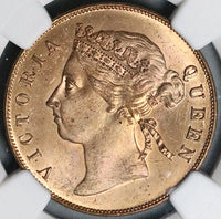 1888 NGC MS 64 RD Mauritius 5 Cents Victoria Britain Empire RED Coin POP 3/0 (21110501C)