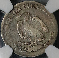 1870-Ca NGC F 12 Mexico 10 Centavos Chihuahua Mint 17K Silver Coin (23041005C)