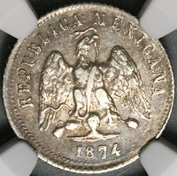 1874-As DL NGC XF 45 Mexico 10 Centavos Alamos Mint Silver Coin POP 1/0 (23030303C)