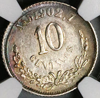 1874-As DL NGC XF 45 Mexico 10 Centavos Alamos Mint Silver Coin POP 1/0 (23030303C)