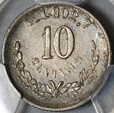 1875-As PCGS XF 45 Mexico 10 Centavos Alamos Silver Coin POP 1/0 (22041101C)