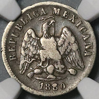 1880-CH G/g NGC VF 20 Mexico 10 Centavos Chihuahua Mint Large G/Small G Silver Coin (21122503C)