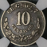 1880-CH G/g NGC VF 20 Mexico 10 Centavos Chihuahua Mint Large G/Small G Silver Coin (21122503C)
