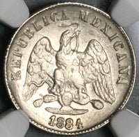1884-Do NGC AU Det Mexico 10 Centavos Durango Mint Rare Silver Coin (21081202C)