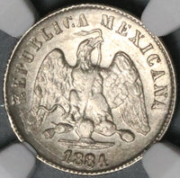 1884-Do NGC AU Det Mexico 10 Centavos Durango Mint Rare Silver Coin (21081202C)