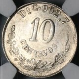 1884-Do NGC AU Det Mexico 10 Centavos Durango Mint Rare Silver Coin (21081202C)