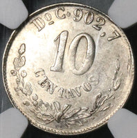 1884-Do NGC AU Det Mexico 10 Centavos Durango Mint Rare Silver Coin (21081202C)