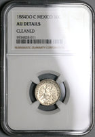 1884-Do NGC AU Det Mexico 10 Centavos Durango Mint Rare Silver Coin (21081202C)