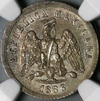 1886-Mo NGC MS 63 Mexico 10 Centavos Silver Coin POP 2/3 (22060103C)