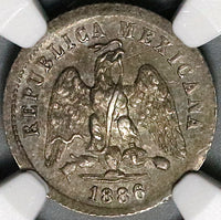 1886-Mo NGC MS 63 Mexico 10 Centavos Silver Coin POP 2/3 (22060103C)