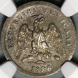 1886-Mo NGC MS 63 Mexico 10 Centavos Silver Coin POP 2/3 (22060103C)