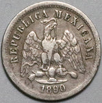 1890/80-Ca Mexico 10 Centavos Chihuahua Mint Overdate Silver Coin (23021401R)