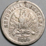 1890-Ho Mexico 10 Centavos Hermosillo Mint 48K Silver Coin (23021403R)