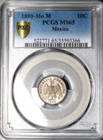 1890-Mo PCGS MS 65 Mexico 10 Centavos Mint State Silver Coin POP 1/1 (23032701D)