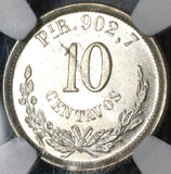 1891/89-Pi NGC MS 65 Mexico 10 Centavos Potosi Silver Coin POP 1/2 (20031001C)