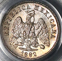 1892-Ga PCGS MS 65 Mexico 10 Centavos Guadalajara Gem Mint State Silver Coin (21101702D)