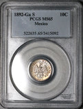 1892-Ga PCGS MS 65 Mexico 10 Centavos Guadalajara Gem Mint State Silver Coin (21101702D)