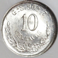 1895-Ga NGC MS 66 Mexico 10 Centavos Guadalajara Mint State 80K POP 1/0 (19102003C)