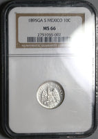 1895-Ga NGC MS 66 Mexico 10 Centavos Guadalajara Mint State 80K POP 1/0 (19102003C)