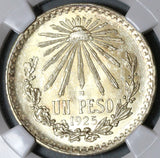 1925 NGC MS 64  Mexico 1 UN Peso Silver Eagle Snake Mint State Coin (20010601D)