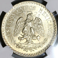 1925 NGC MS 64  Mexico 1 Un Peso Silver Eagle Snake Mint State Coin (20010601D)
