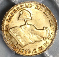 1836/4-Do PCGS MS 62+ Mexico Gold 1/2 Escudo Rare Durango Mint Coin (19091701C)
