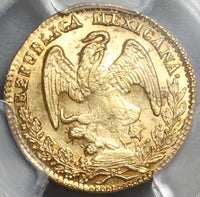 1836/4-Do PCGS MS 62+ Mexico Gold 1/2 Escudo Rare Durango Mint Coin (19091701C)