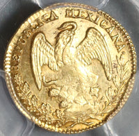 1836/4-Do PCGS MS 62+ Mexico Gold 1/2 Escudo Rare Durango Mint Coin (19091701C)