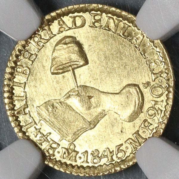 1845-Mo MS 63 Mexico Gold 1/2 Escudo Mint State Coin POP 1/2 (20011001C)