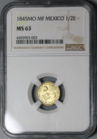 1845-Mo MS 63 Mexico Gold 1/2 Escudo Mint State Coin POP 1/2 (20011001C)