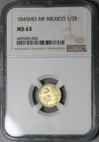 1845-Mo NGC MS 63 Mexico Gold 1/2 Escudo Mint State Coin POP 1/2 (20011001C)