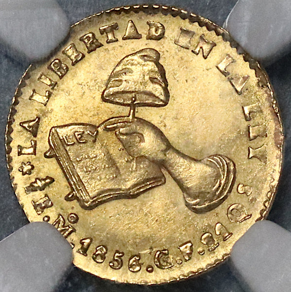 1856/4-Mo NGC MS 64 Mexico Gold 1/2 Escudo Mint State Coin (22040801C)