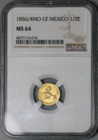 1856/4-Mo NGC MS 64 Mexico Gold 1/2 Escudo Mint State Coin (22040801C)