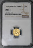 1856/4-Mo NGC MS 64 Mexico Gold 1/2 Escudo Mint State Coin (22040801C)