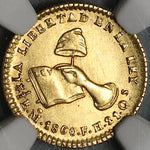 1860-Mo MS 62 Mexico Gold 1/2 Escudo Mint State Coin POP 2/2 (22022601C)