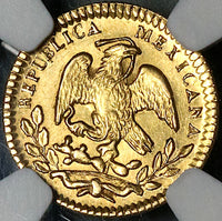 1860-Mo NGC MS 62 Mexico Gold 1/2 Escudo Mint State Coin POP 2/2 (22022601C)