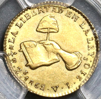 1862/1-Zs PCGS MS 62 Mexico Gold 1/2 Escudo RARE Zacatecas Mint State Coin POP 2/1 (20022702C)