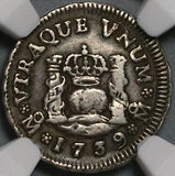 1739 NGC VF 35 Mexico 1/2 Real Philip V Spain Colony Silver Coin (21100601C)
