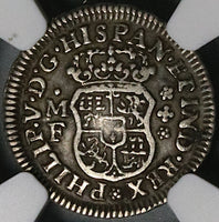 1739 NGC VF 35 Mexico 1/2 Real Philip V Spain Colony Silver Coin (21100601C)