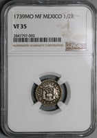 1739 NGC VF 35 Mexico 1/2 Real Philip V Spain Colony Silver Coin (21100601C)