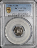 1742 PCGS VF 20 Mexico 1/2 Real Spain Pillars Colonial Silver Philip V Coin (20080201C)