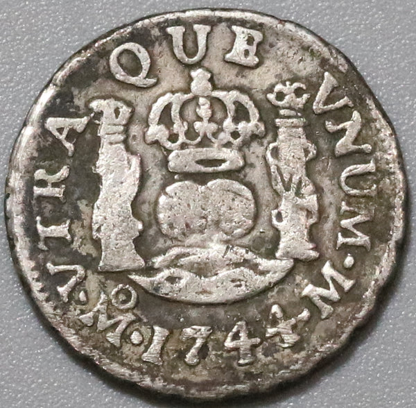 1744 Mexico 1/2 Real Pillars & Globes Colonial Spain Silver Coin (19102101R)