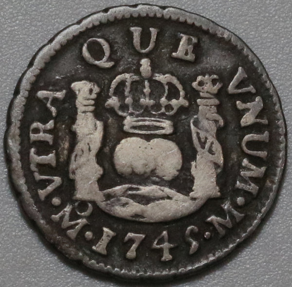 1745 Mexico 1/2 Real Pillars & Globes Colonial Spain Silver Coin (19102102R)
